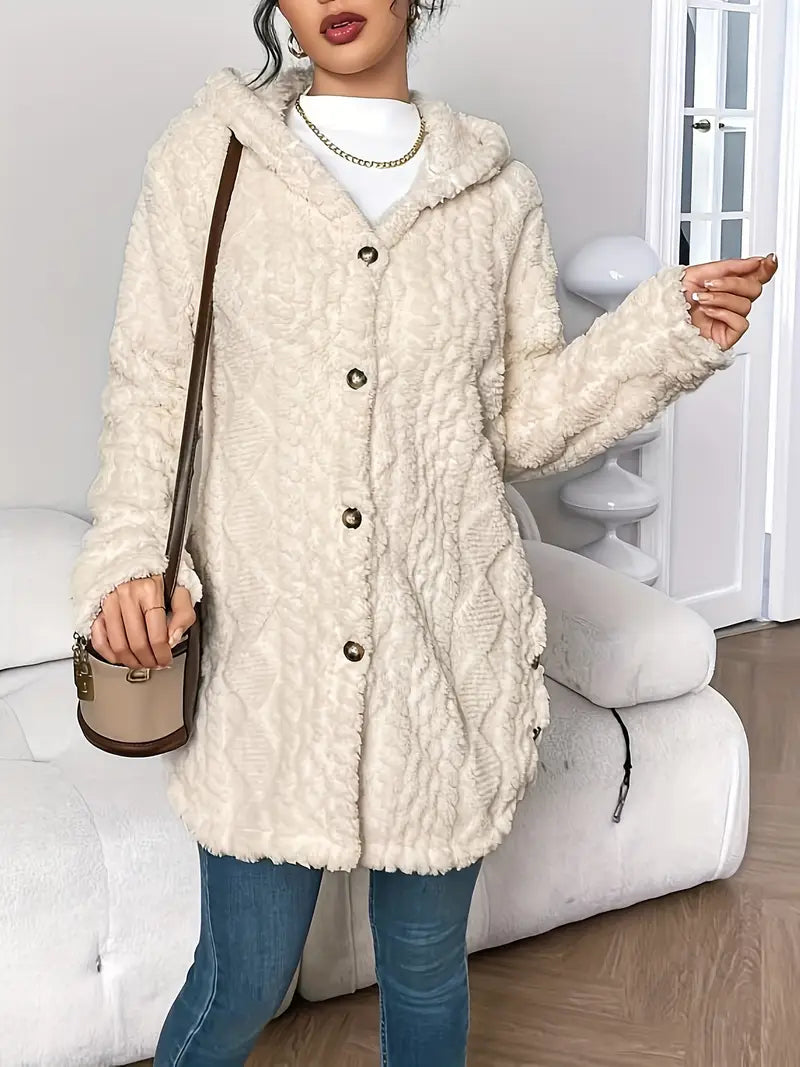 Rhombus Hooded Teddy Jacket