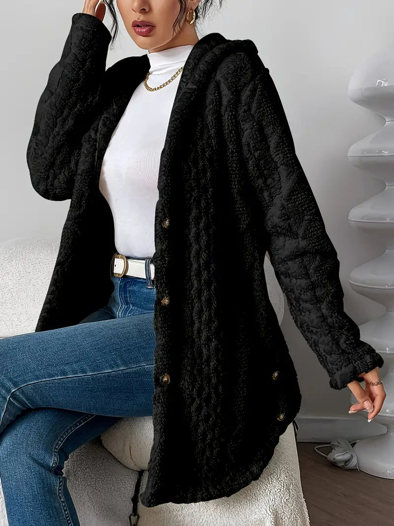 Rhombus Hooded Teddy Jacket