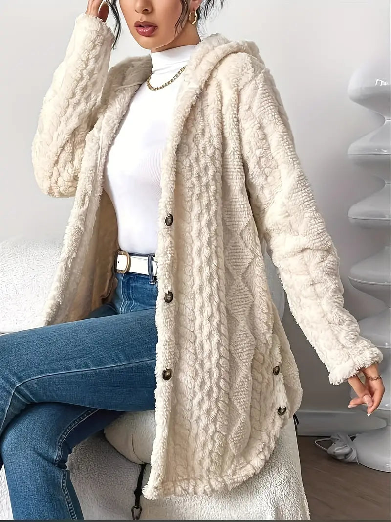 Rhombus Hooded Teddy Jacket