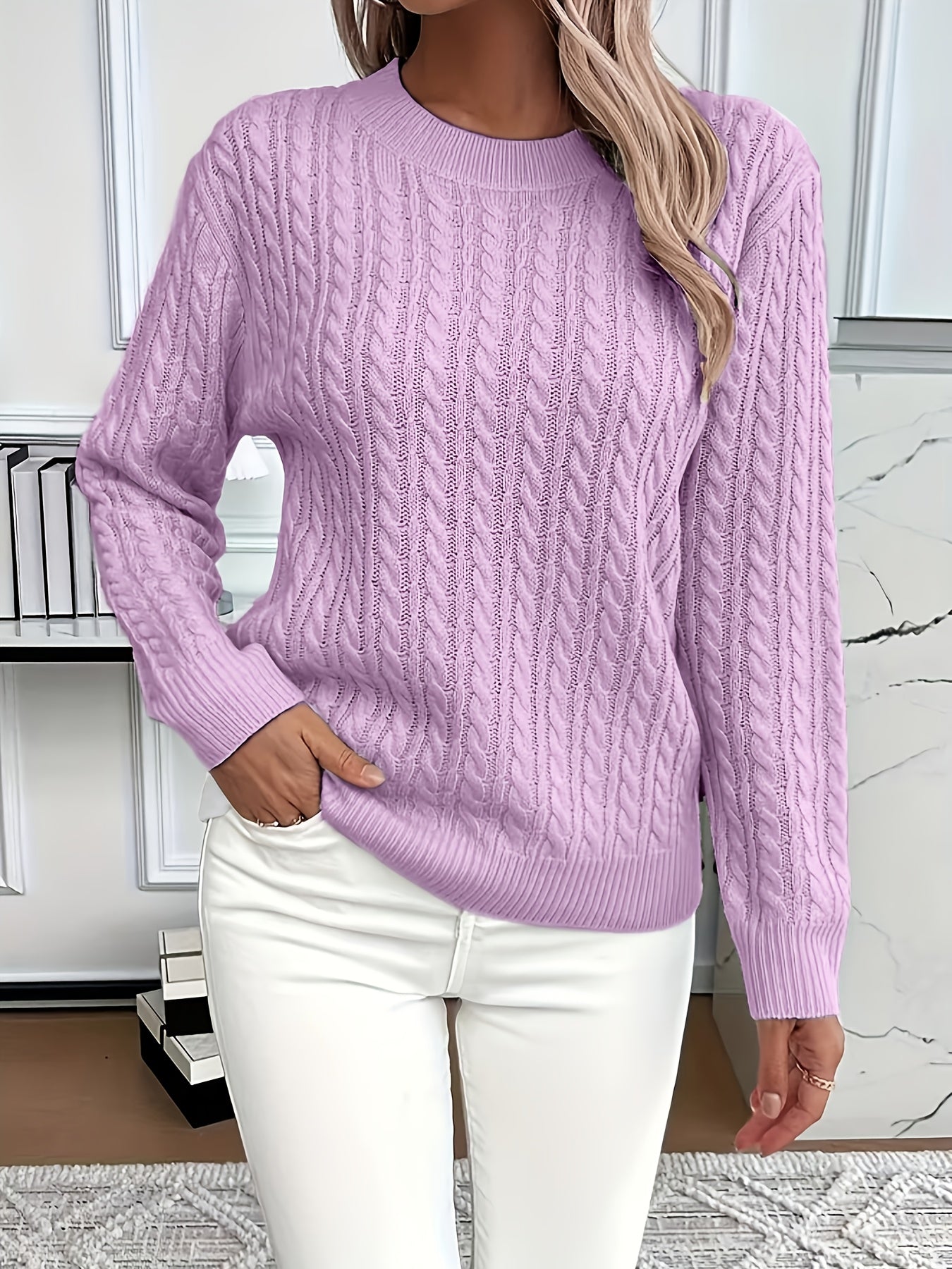 Relaxed Sweater with Ribbed Detail