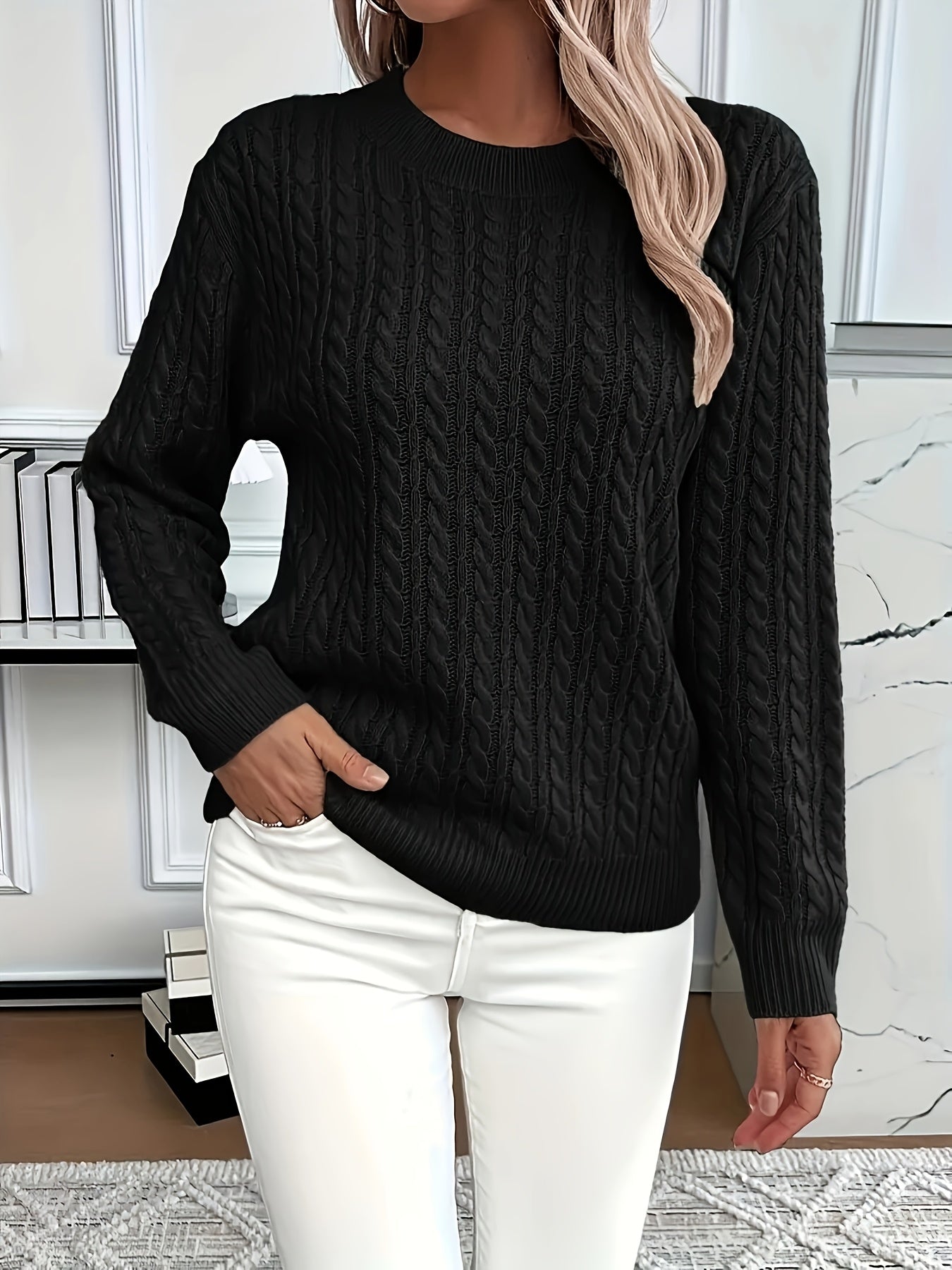 Relaxed Sweater with Ribbed Detail
